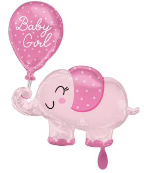 XL Folienballon Figur - Babygirl, Elefant - ø 78cm
